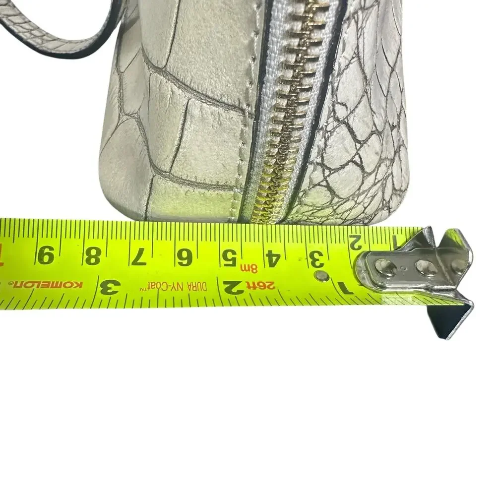 Pratesi Volterra Cream Croc Embossed Italian Leather Crossbody Bag